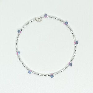 Handmade Memory Wire Glass Transparent Purple Color Fringe Bead Easy On Bracelet